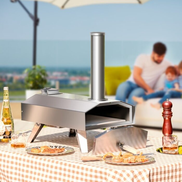 Portable Stainless Steel Outdoor Pizza Oven with 12 Inch Pizza Stone - 27" x 14" x 25" (L x W x H) - Image 2