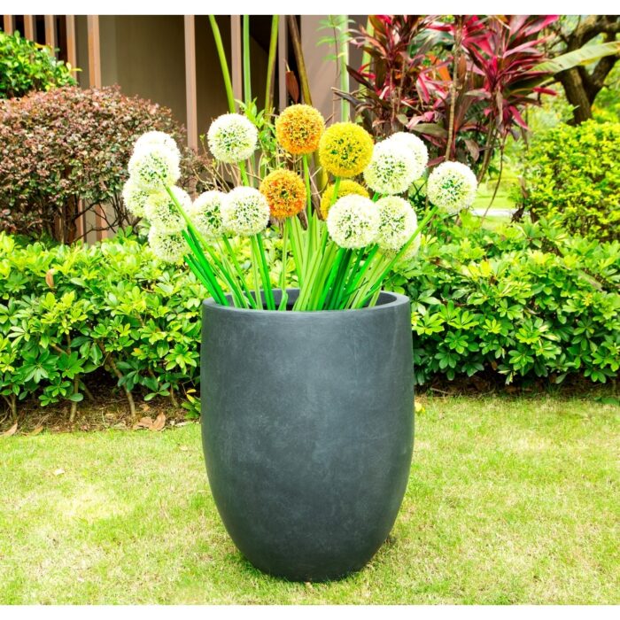Kante Lightweight Concrete Outdoor Round Tall Planter, 21.7 Inch Tall - Image 2