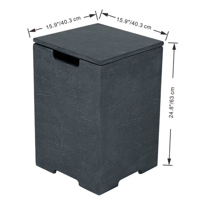 Elementi Plus Square Propane Tank Cover Hideaway Storage Box with Removable Top - Dark Grey, 15.7 x 15.7 Inches - Image 2