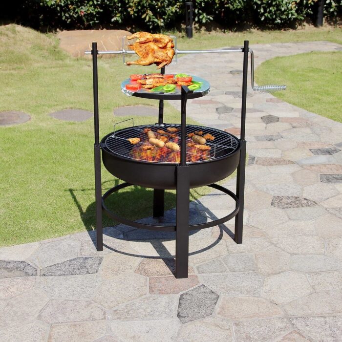 Round Metal Firepit Removable Cooking Grill Outdoor Fire Pit Grate - Image 2