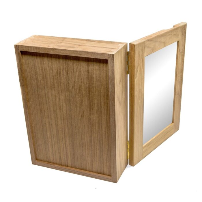 Traditional Solid Teak Hanging Mirrored Medicine Cabinet - 15" X 11" X 4.50" - Image 2