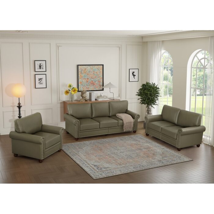 Living Room Sofa Set 1/2/3 Piece, Faux leather 3-Seat Sofa Couch, Loveseat and Armchair for Living Room - Image 2