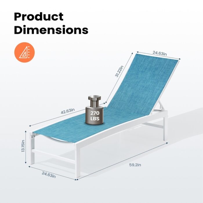 Pellebant Adjustable Aluminum Patio Chaise Lounge Chairs Outdoor (Set of 2) - Image 2