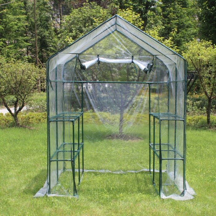Outdoor 56" W x 56" D x 76" H Greenhouse With 2 Tiers 8 Shelves - Image 2