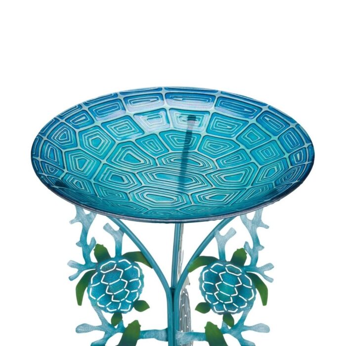 18" Birdbath with Decorative Stand - Sea Turtle
