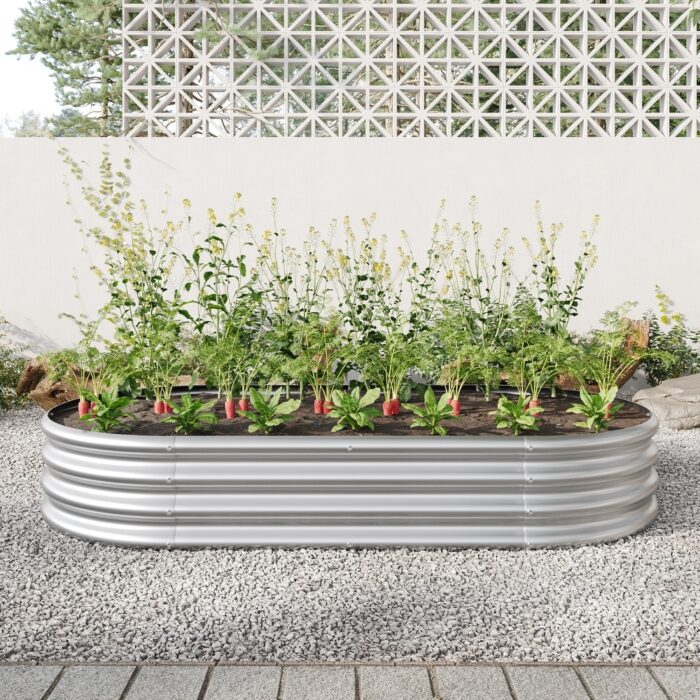 Raised Garden Bed Outdoor Oval Large Metal Raised Planter for Plants - Image 2