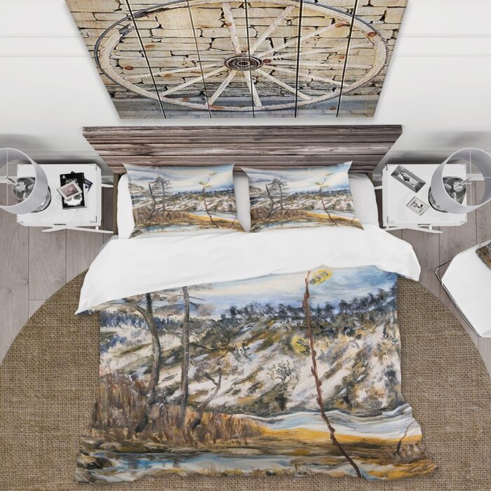 Designart 'Spring Landscape With The Cloudy Sky and The River' Lake House Duvet Cover Set - Image 2