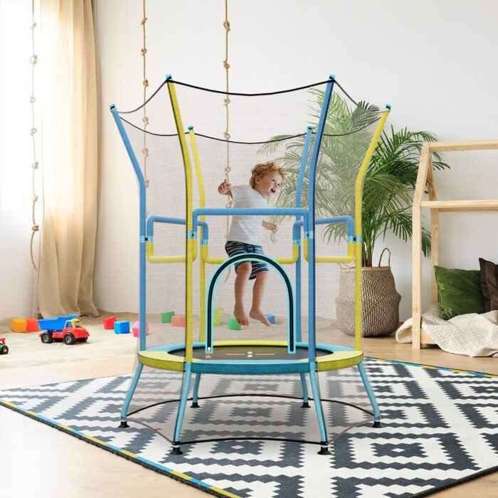 Gymax Kids Mini Trampoline w/ 59'' Higher Enclosure Net Seamless - Image 2