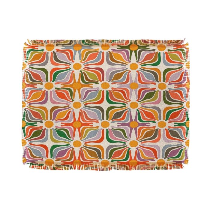 evamatise Abstract Flowers Summer Holiday Throw Blanket - Image 2