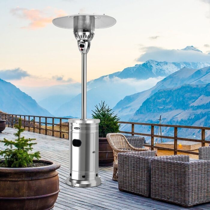 Costway 48,000 BTU Patio Propane Heater Stainless Steel W/Table & - See details - Image 2
