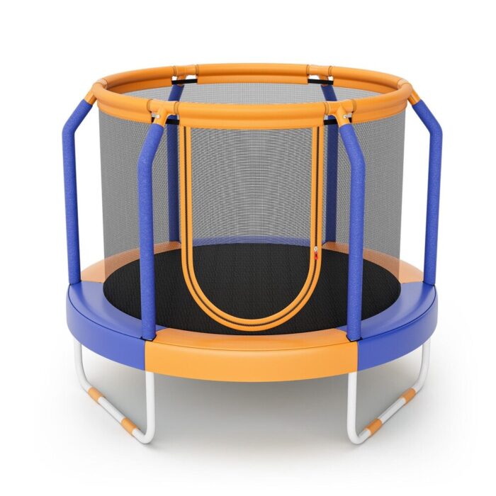 Mini Trampoline with Enclosure and Heavy-duty Metal Frame-Orange - 48" x 39.5" (Dia. x H) - Image 2