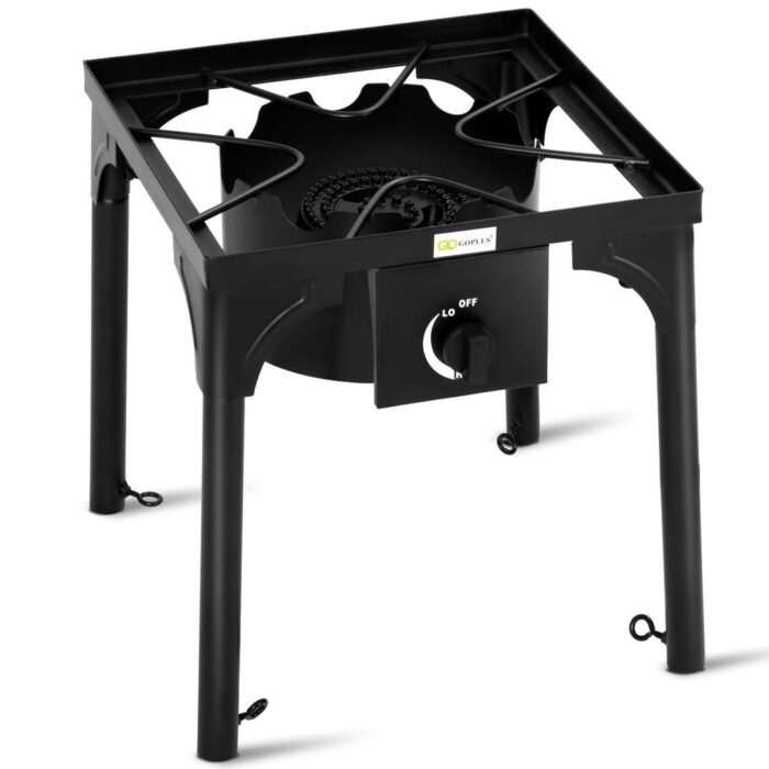 Powerful 100,000-BTU Portable Propane Camp Stove with Adjustable Legs - 15.5" x 15.5" x 17"