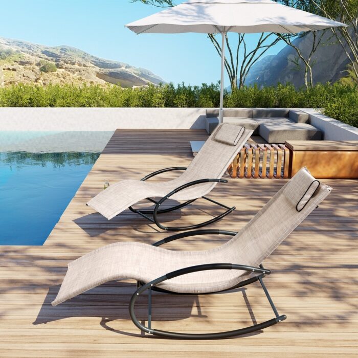 VredHom Rocker Chaise Lounge Chair with Pillow - 57.9" L x 24.41 " W x 35.2 " H
