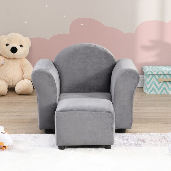 Kids Chair, Kids Upholstered Couch with ottoman - Image 2
