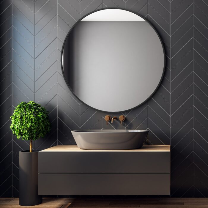 Hansabenne 32" Wall Mirror Metal Frame Circle Mirror for Bathroom Vanity Living Room - 32in