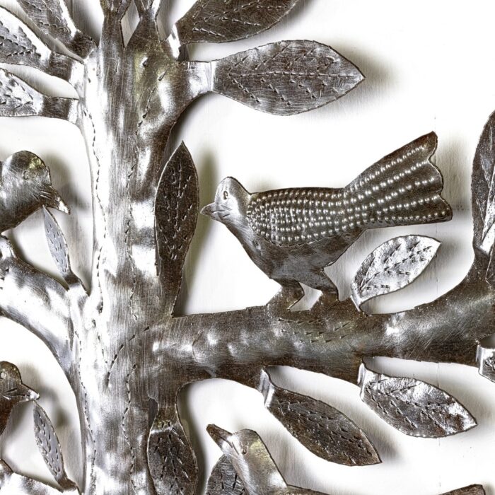 3D Tree of Life with Sitting Birds Haitian Steel Drum Wall Art - Image 2