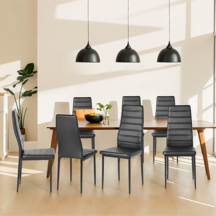 Dining Chairs Set of 4, PU Leather Kitchen & Dining Room Chairs w/High Backrest & Steel Frame