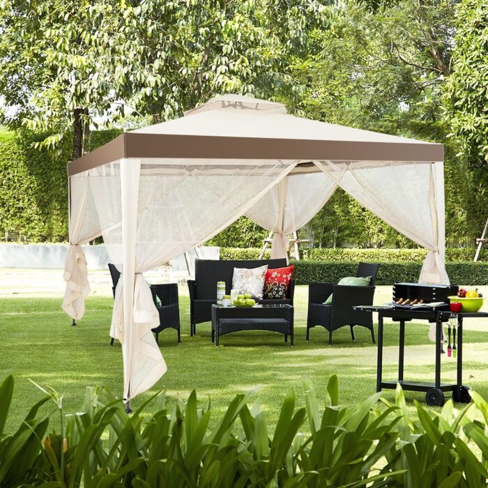 10’x 10’ 2-tier Canopy Gazebo Tent Outdoor Netting Picnic Party Sun - Image 2