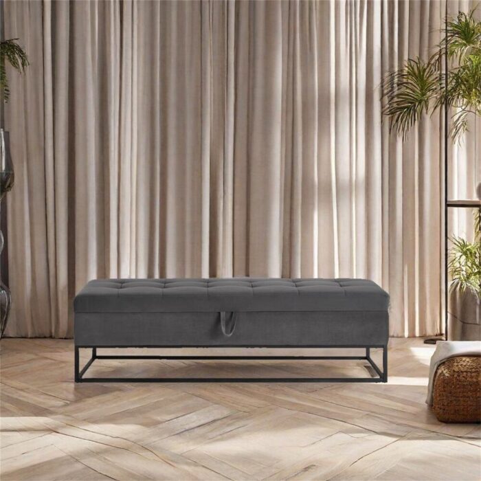 Metal Base Bed Bench with Storage - Image 2