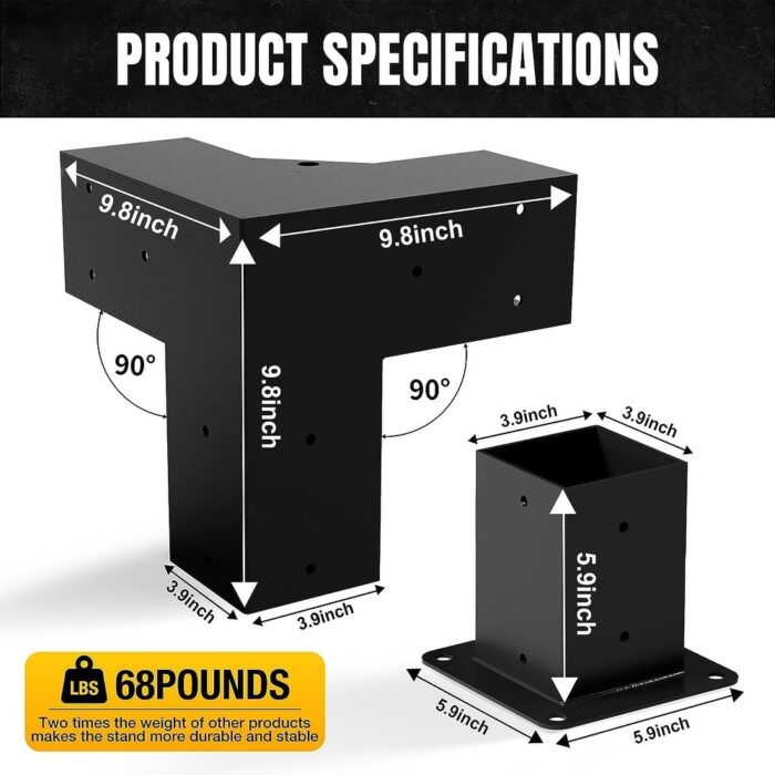 4x4 Slotted Design Outdoor Pergola Brackets with End Cap Corner - Image 2