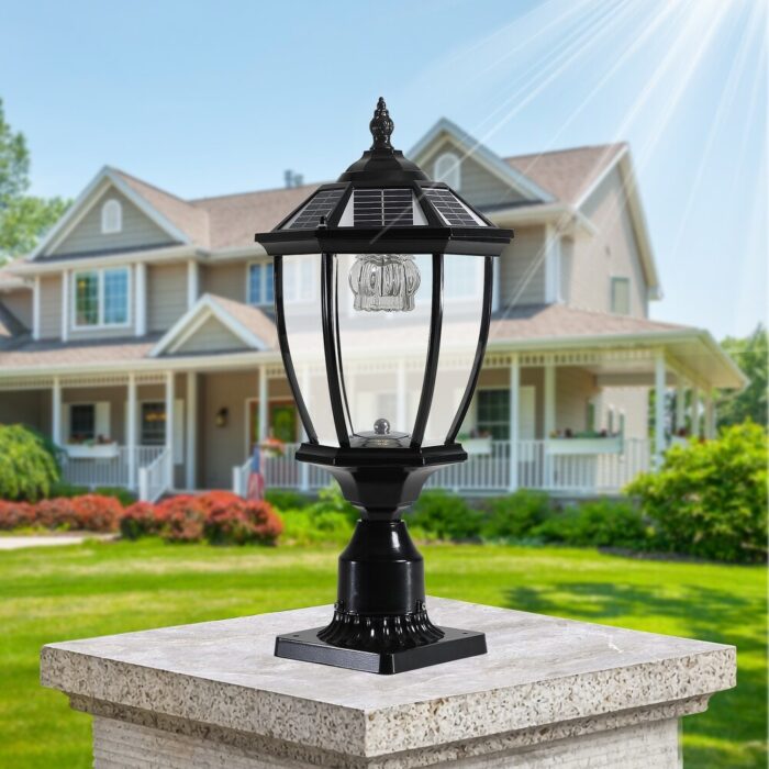 Solar Column Headlights With Dimmable LED(2 pack) - 9.45"L * 9.45"W * 20.08"H - Image 2