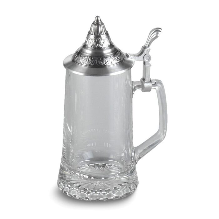 Curata 13.5 Ounce Starbottom Glass Stein with Removable Conical Pewter Lid