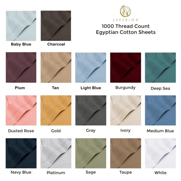 1000 Thread Count Egyptian Cotton Extra Deep Pocket 4 Piece Sheet Set - Image 2