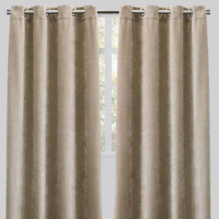 Rodeo Home Vargas Luxury Solid Chenille Grommet Curtains (Set of 2) - 54" x 96" - 54" x 96" - Image 2