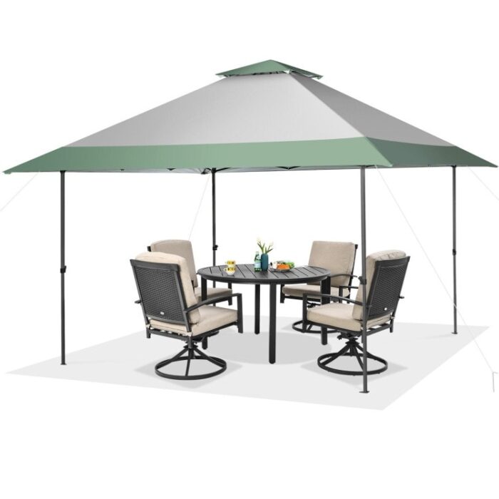 13 x 13 Feet Pop-Up Patio Canopy Tent with Shelter and Wheeled Bag-Grey - Image 2
