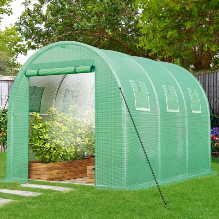 Moasis 6.6'W X 10/15/20'D Walk-In Greenhouse w/ Sprayers, Zippered Doors - Image 2