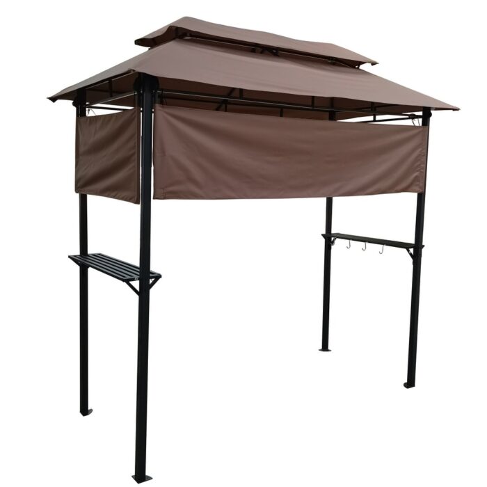 8x4FT Grill Gazebo with Soft Top Canopy,Hooks and Bar Counters - Image 2