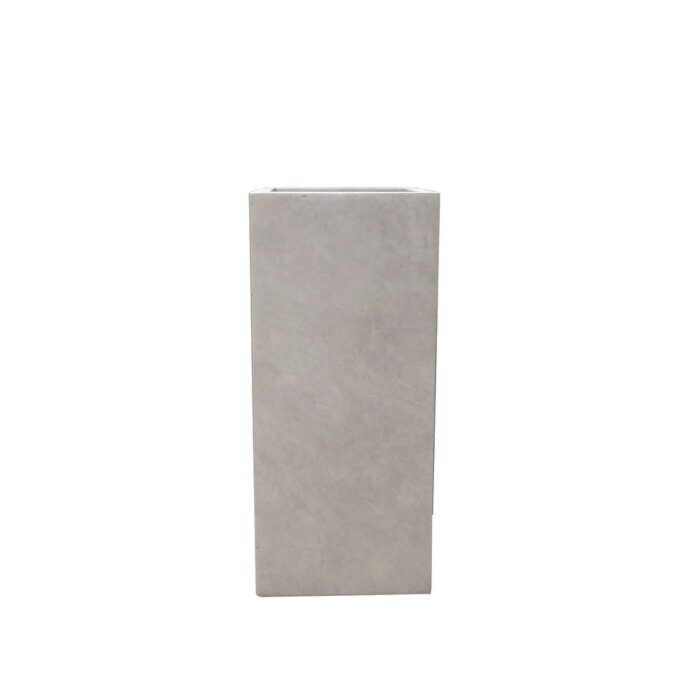 Kante Lightweight Durable Modern Tall Square Outdoor Planter, 28 Inch Tall, Weathered Concrete