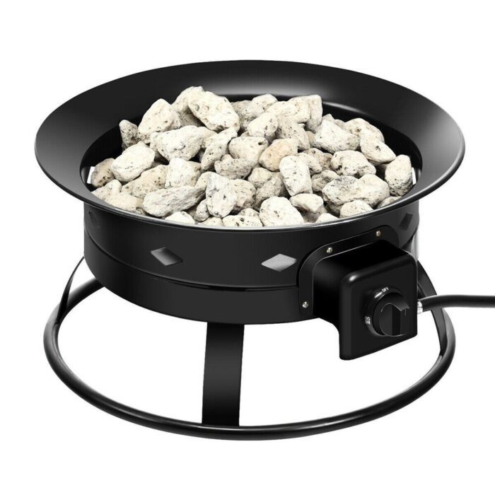 58 000BTU Firebowl Outdoor Portable Propane Gas Fire Pit with Cover and Carry Kit - 19" x 19" x 12" (L x W x H) - Image 2