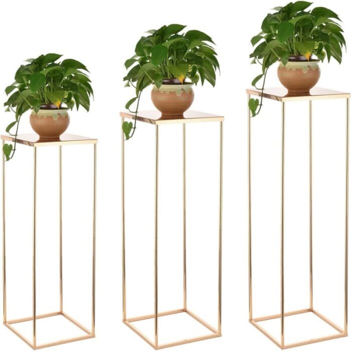 Metal Tall Plant Stand Indoor Gold