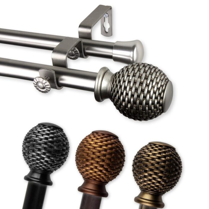 InStyleDesign Norty Adjustable Double Curtain Rod 13/16 inch dia.