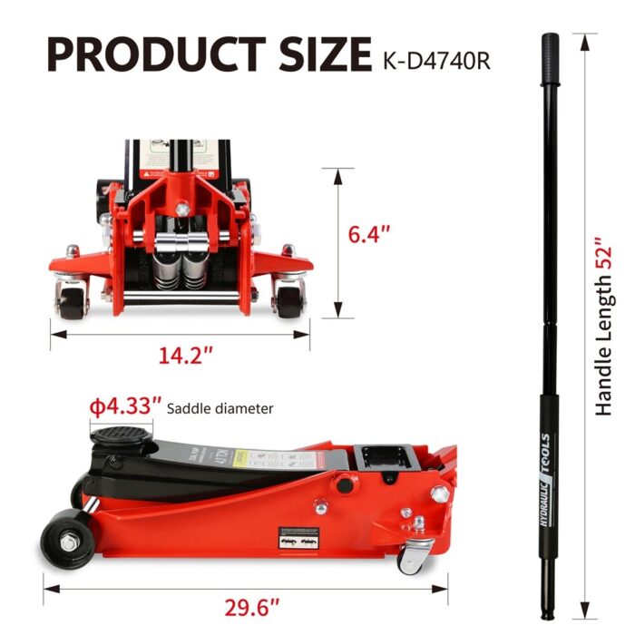Floor Jack w/ Pistons Quick Lift Pump and Lifting Range 4" to 21" - N/A - Image 2