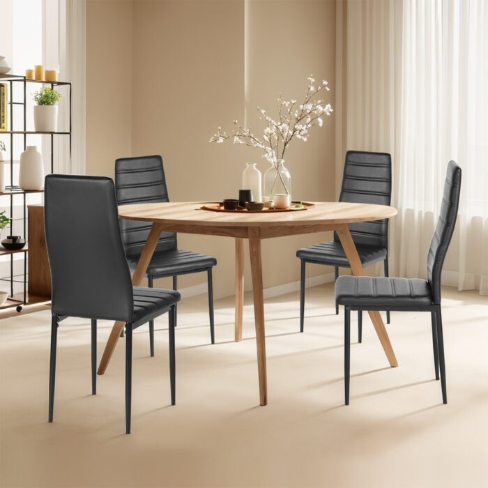 Dining Chairs Set of 4, PU Leather Kitchen & Dining Room Chairs w/High Backrest & Steel Frame - Image 2