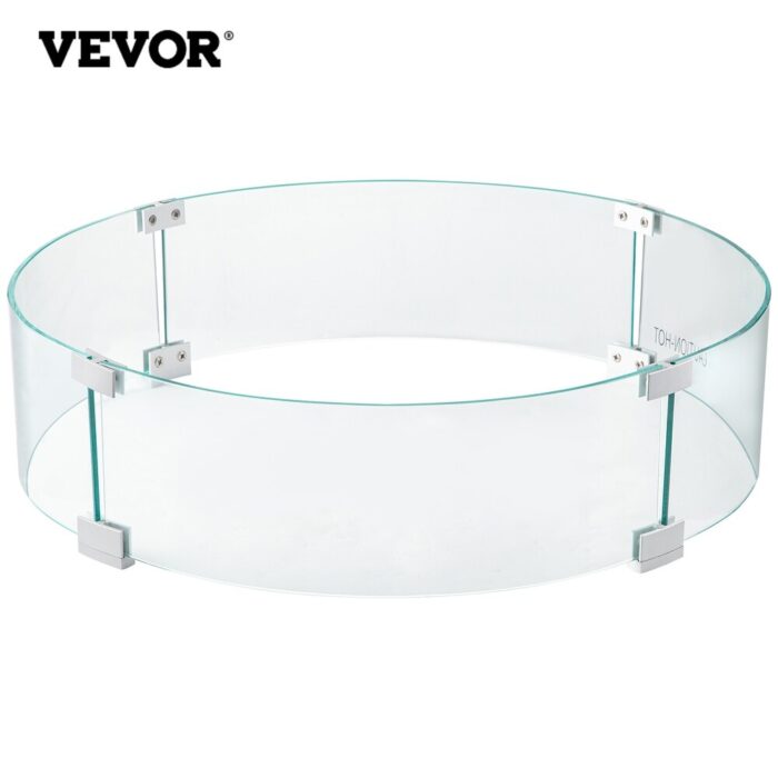 VEVOR Clear Fire Pit Rectangular Tempered Glass Wind Guard 0.3\" Thick Fire Steady Feet Tree Pit Guard for Propane Gas Outdoor - Image 2