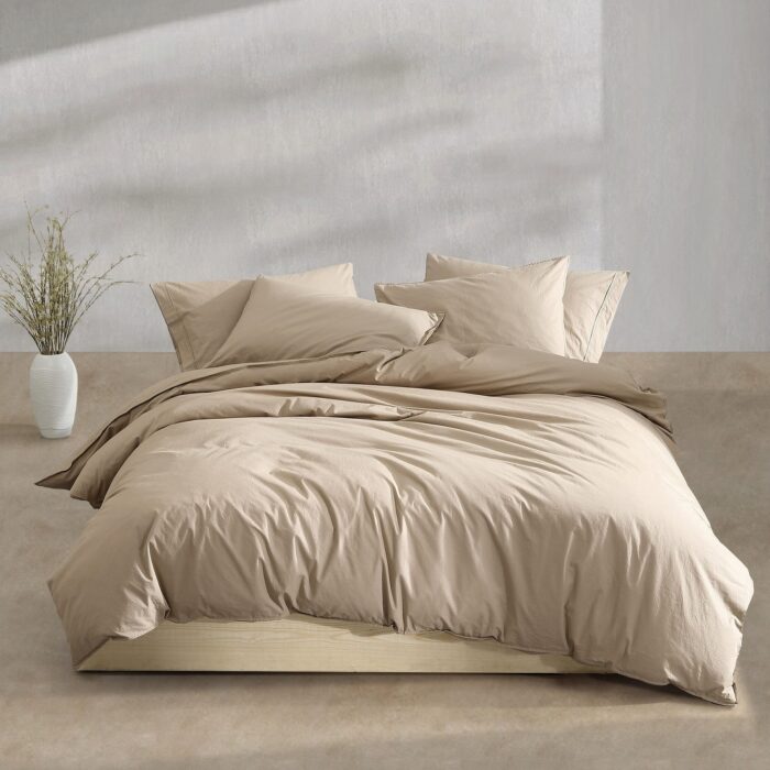 Calvin Klein Washed Percale Solid Cotton Duvet Cover Set