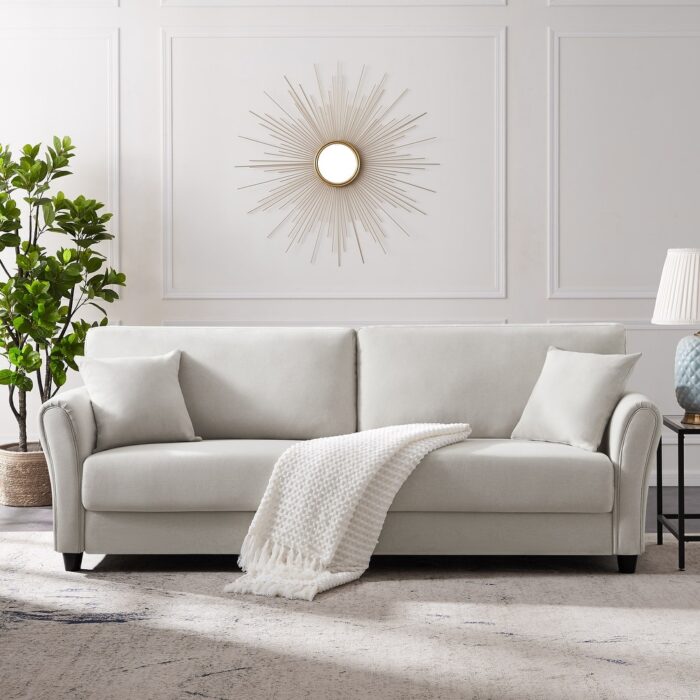 82.43" Linen Upholstered Sofa With Toss Pillow Living Room Furniture