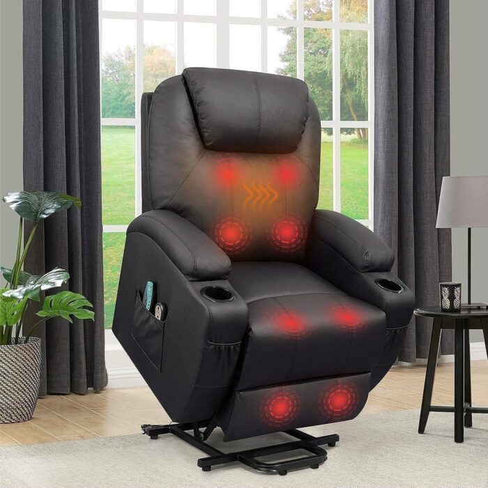 LACOO Power Lift Recliner PU Leather with Massage and Heating