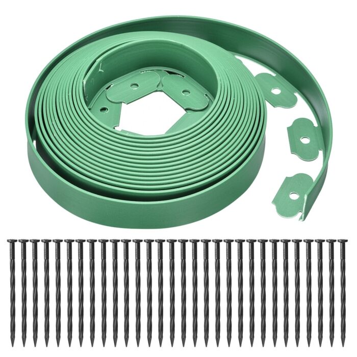 Landscape Edging, 1Pcs 33FT x 2" No Dig Garden Edging Kit w 30 Stakes - Green - 33FT x 2"