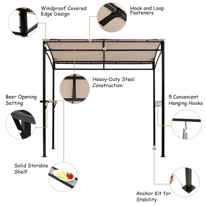 7' x 4.5' Grill Gazebo Patio Outdoor Backyard Barbecue Canopy - Image 2