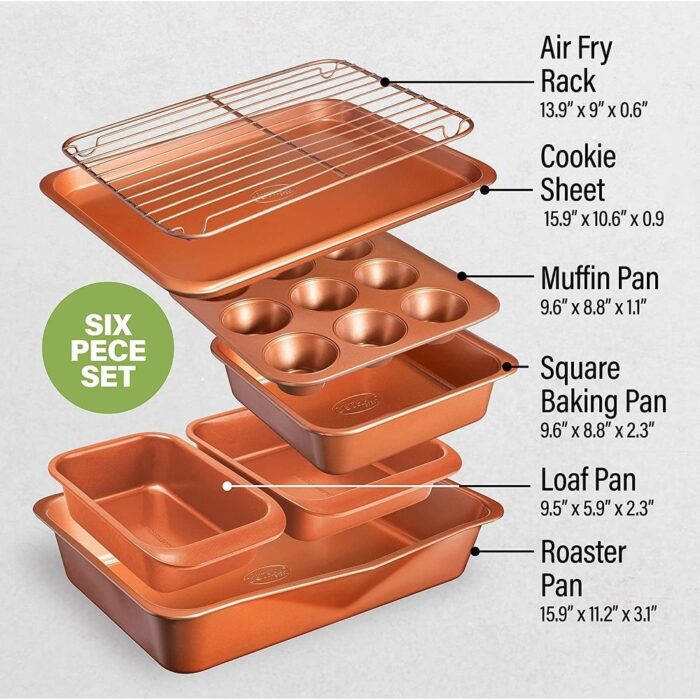 6 Pc Stackable Bakeware Set/Baking Pans Set Nonstick - Image 2
