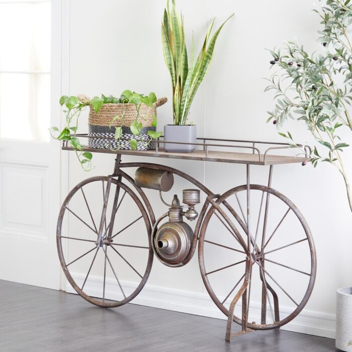 Bronze Metal Indoor Outdoor Weathered Vintage Bike Plantstand