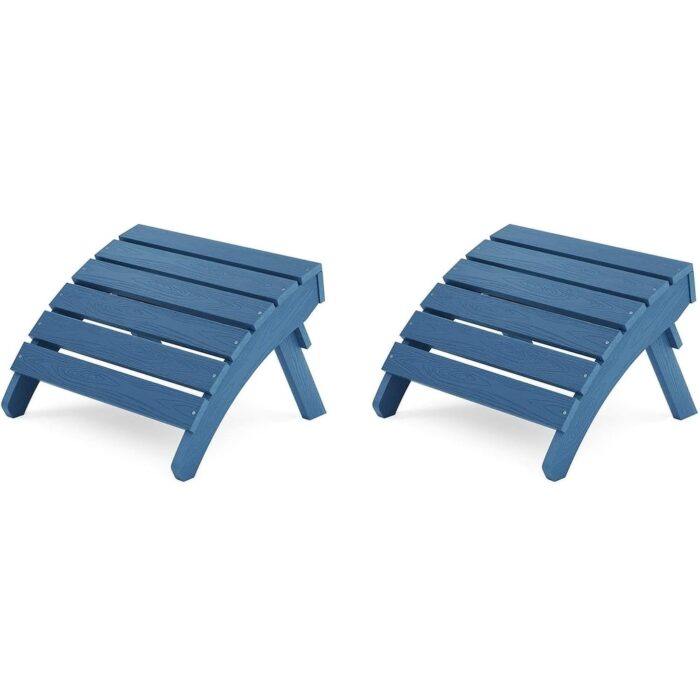 WINSOON All Weather HIPS Outdoor Folding Ottoman Adirondack Chair Footrest Set Of 2