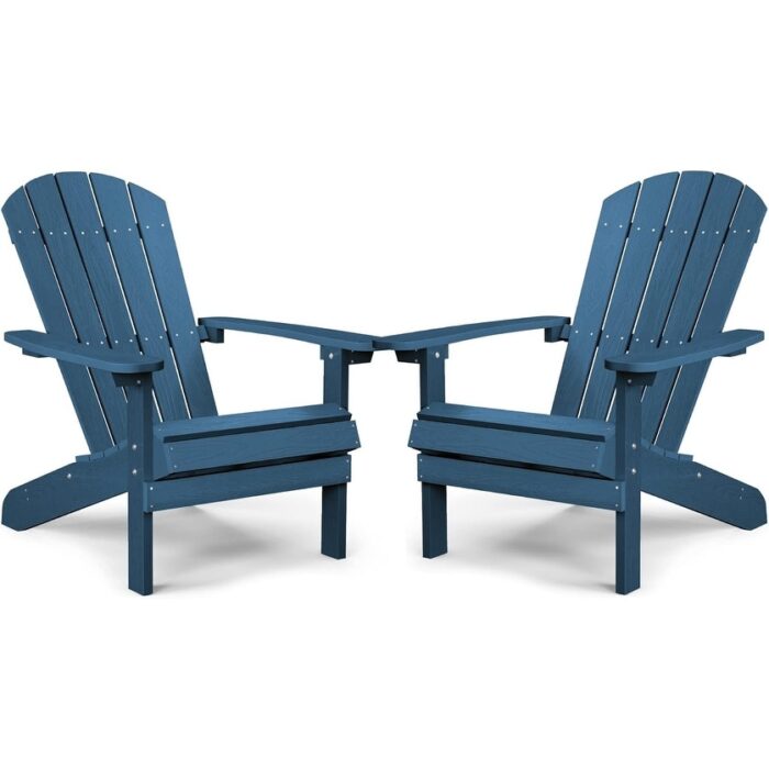 WINSOON All Weather HIPS Outdoor Plastic Adirondack Chairs Set of 2