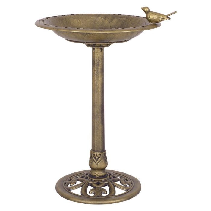 Gold Freestanding Pedestal Bird Bath Feeder - Image 2