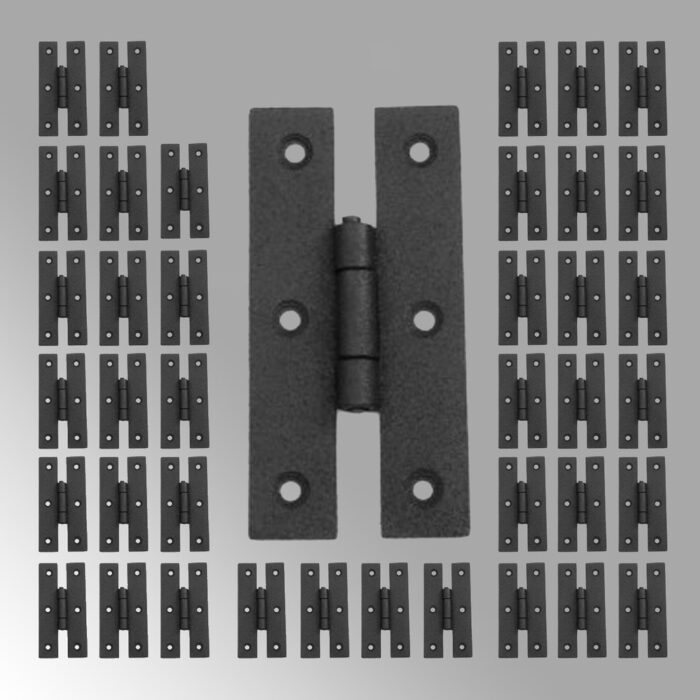 Black H Flush Hinge 3" L Wrought Iron Kitchen Cabinet Door Powder Coated with Hardware Pack of 40 Renovators Supply - Image 2