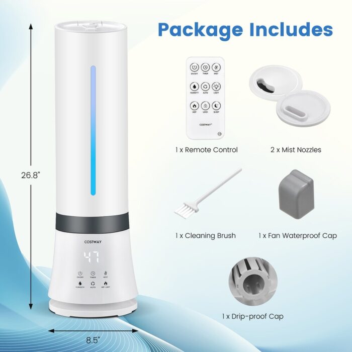 5.5L Cool Mist Humidifiers with Remote Control and 12 Hours Timer - 8.5" x 8.5" x 26.8" - Image 2